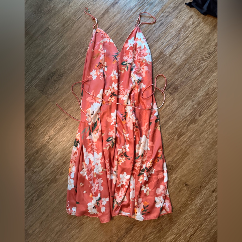 Floral Coral Midi Dress NWOT